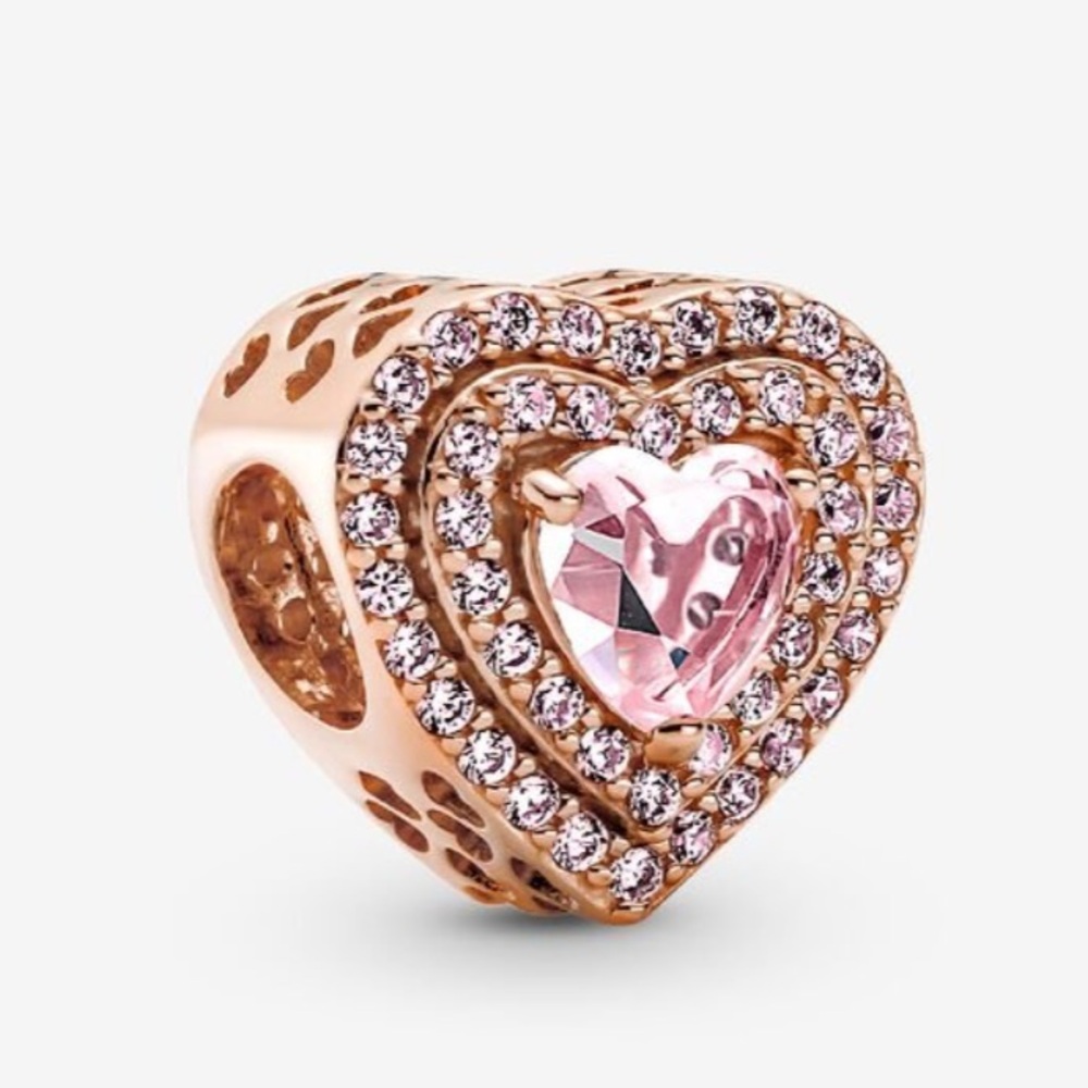 NWOT Sparkling Levelled Heart Charm Sterling Silver 925